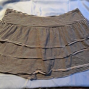 Hollister Navy and White Striped High Waist Skort